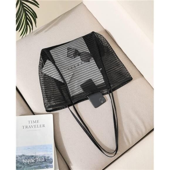 Large Mesh Beach Tote Bag – Waterproof & Foldable with Zippered Pocket - Picture 7 of 8